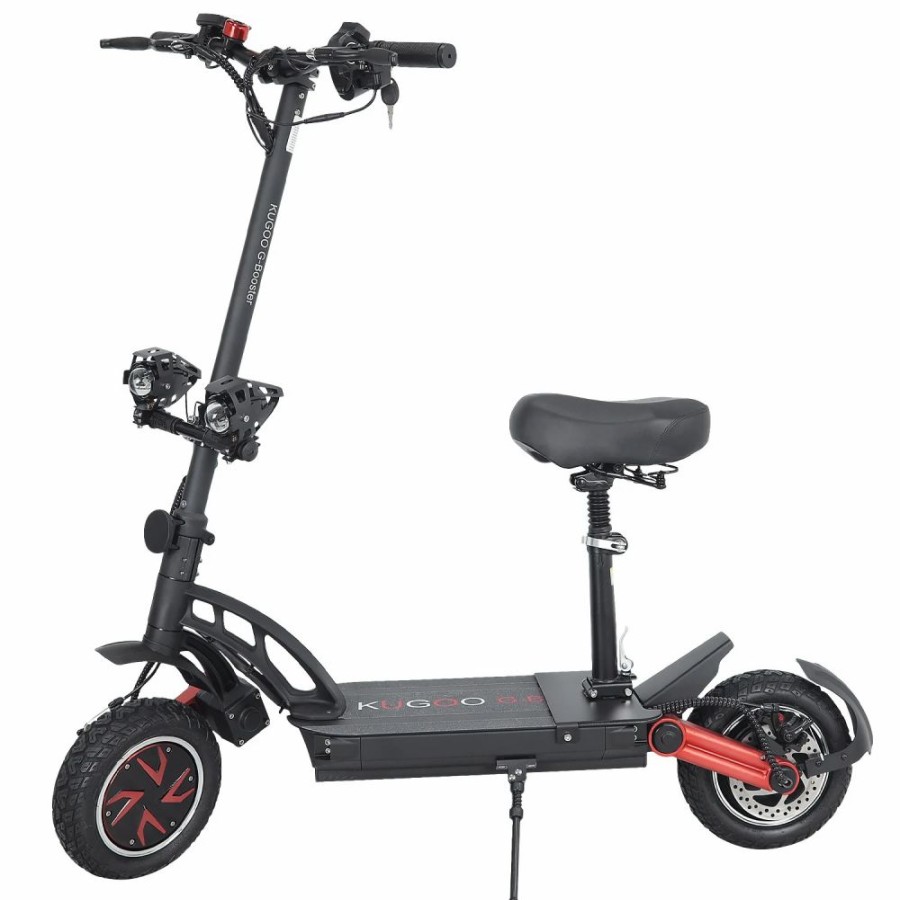 E-Bikes, Scooters & Wheels * | Kugoo G-Booster Folding Electric Scooter 10 Inch Tires 2*800W Dual Motors 3 Speed Modes Max 55Km/H Speed 48V 23Ah Battery For 85Km Range Max Load 120Kg Dual Disc Brakes With Seat Black