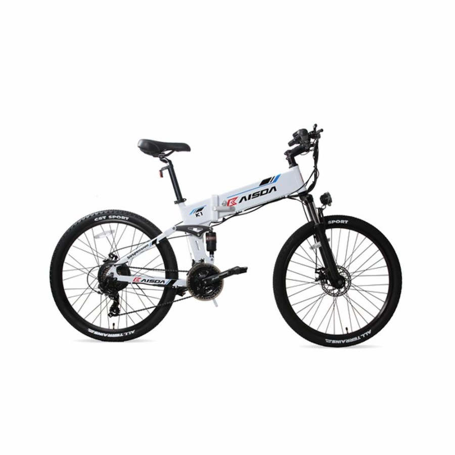 E-Bikes, Scooters & Wheels * | Kaisda K1 26 Inch Folding Electric Moped Folding Bike Mountain Bicycle 500W Motor Shimano 7-Speeds Derailleur Lcd Display 10.4Ah Battery Max Speed 25Km/H Aluminum Alloy Frame White