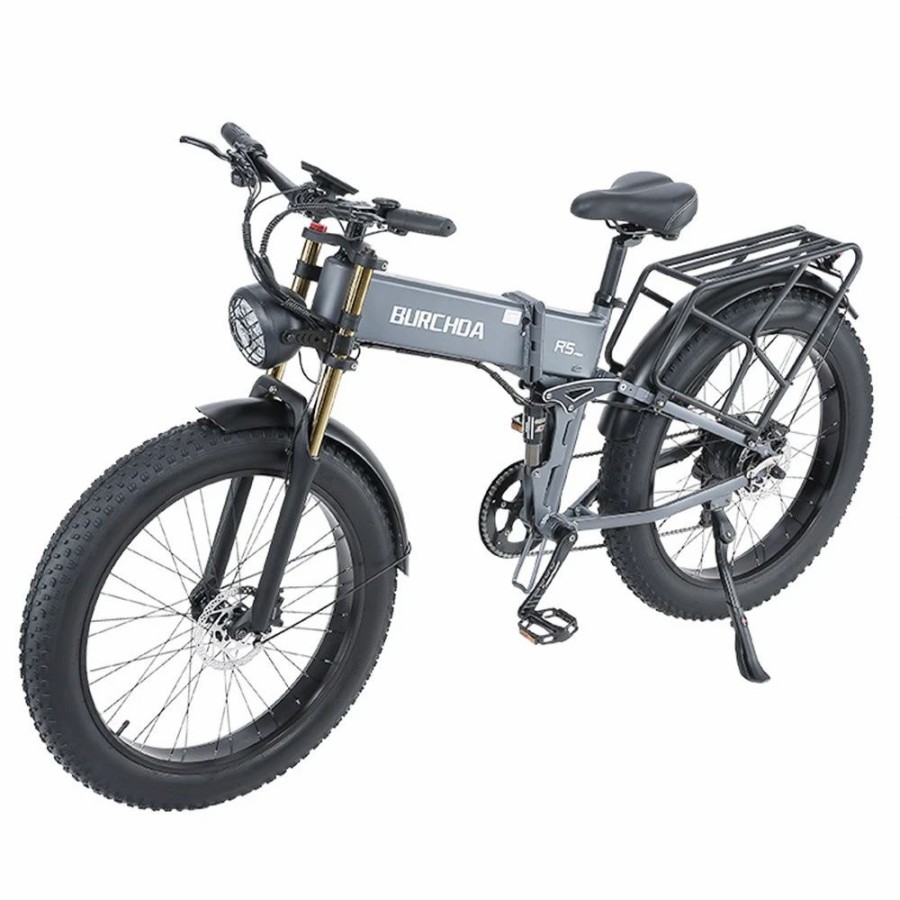 E-Bikes, Scooters & Wheels * | Burchda R5 Pro Folding Electric Bike 26*4.0 Inch Fat Tire 1000W Motor 50Km/H Max Speed 48V 15Ah Battery For 60Km Range Double Shock Absorbers Grey