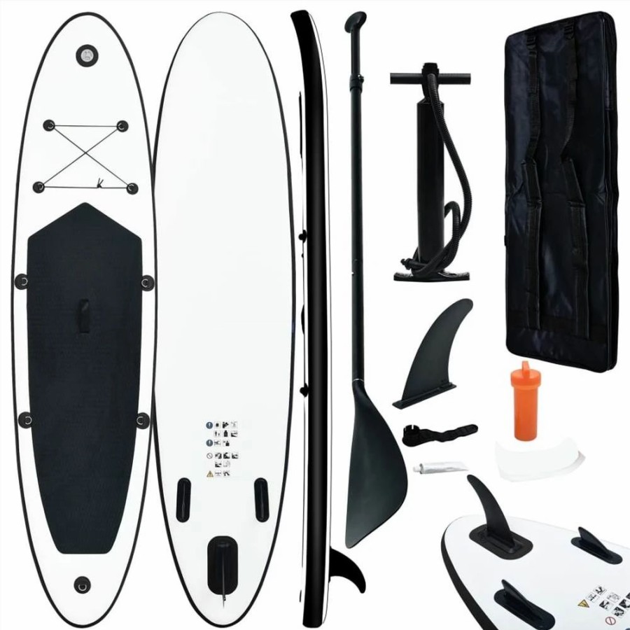 Exercise * | Inflatable Stand Up Paddle Board Set Black And White