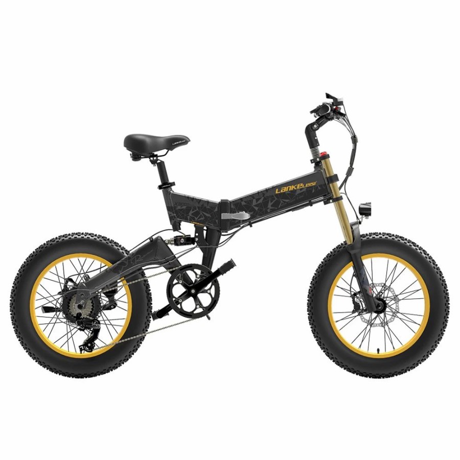 E-Bikes, Scooters & Wheels * | Lankeleisi X3000 Plus Folding Electric Mountain Bike Big Fork 20*4.0 Inch Fat Tires 48V 1000W Motor 17.5Ah Battery 43Km/H Max Speed Shimano 7-Speed Gear Ip54 Waterproof Black & Grey