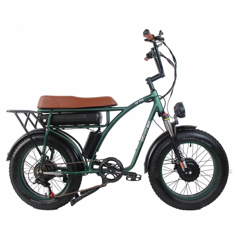 E-Bikes, Scooters & Wheels * | Gogobest Gf750 Electric Bicycle 1000W*2 Dual Motors 50Km/H Max Speed 48V 17.5Ah Battery 20*4.0 Inch Fat Tire Shimano 7-Speed Gear With Usb Phone Charging 200Kg Max Load Army Green