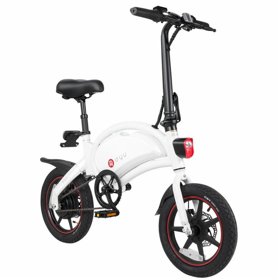 E-Bikes, Scooters & Wheels * | Dyu D3+ Folding Moped Electric Bike 14 Inch Inflatable Rubber Tires 240W Motor Max Speed 25Km/H Up To 45Km Range Dual Disc Brakes Adjustable Height App Control White