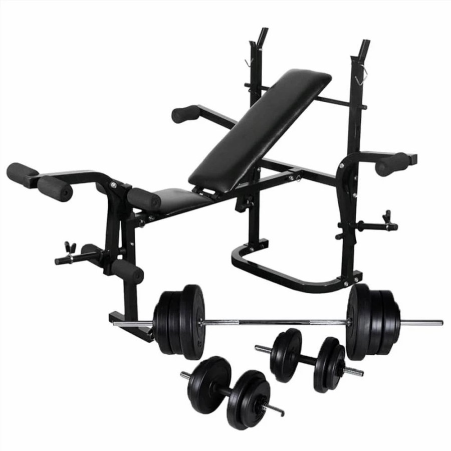 Exercise * | Weight Bench With Weight Rack, Barbell And Dumbbell Set 60.5Kg