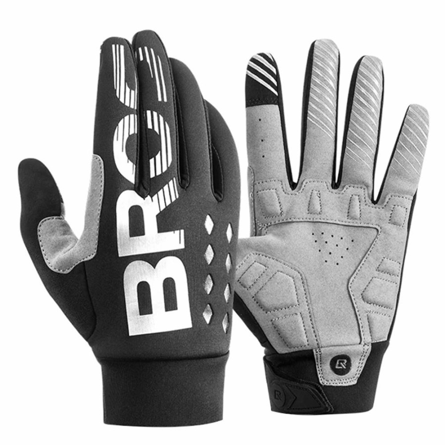 Cycling * | Rockbros Cycling Gloves Shockproof Wear Resistant Full Finger Windproof Gloves Breathable Lengthen Warm Mtb Glove Xl