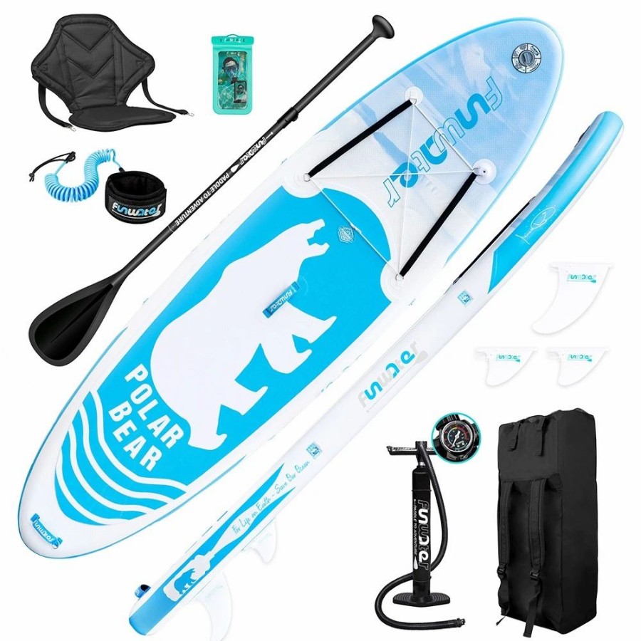 Exercise * | Funwater Polar Bear 320*83*15 Inch Inflatable Stand Up Paddling Board Adjustable Maximum Load 150Kg