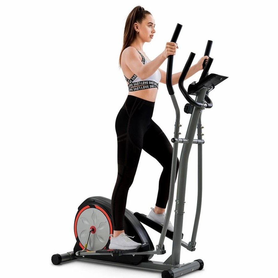 Exercise * | Merax Cross Portable Trainer Elliptical With Lcd Display Equipment Stand For Home Exercises 8 Levels Silver