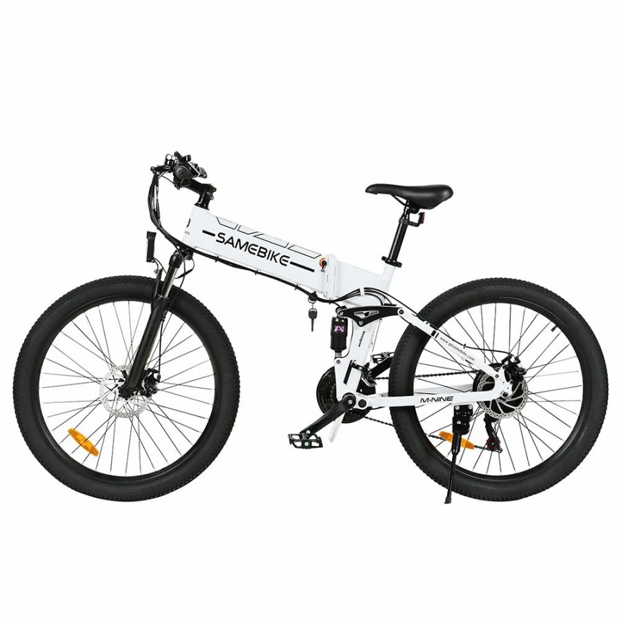 E-Bikes, Scooters & Wheels * | Samebike Lo26-Ii Foldable Mountain Electric Bike 750W Motor 48V 10Ah Battery 60-80 Km Range 35Km/H Max Speed White