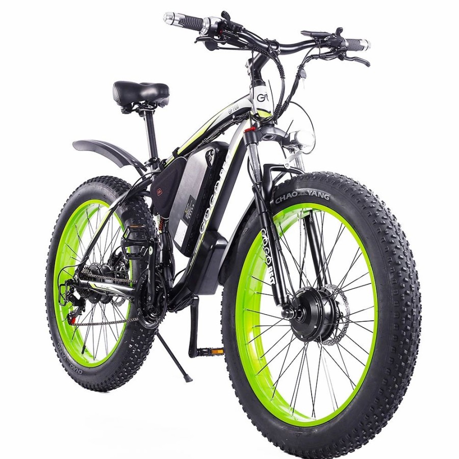 E-Bikes, Scooters & Wheels * | Gogobest Gf700 26*4.0 Inch Fat Tire Electric Mountain Bike 48V 17.5Ah Battery 2*500W Dual Motor Max Speed 50Km/H 70Km Power-Assisted Range Max Load 200Kg Ip54 Waterproof Hydraulic Disc Brake Mtb Bike 6061 Aluminum Alloy Frame Black Green