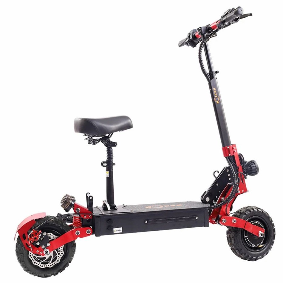 E-Bikes, Scooters & Wheels * | Bezior S2 Folding Electric Scooter 1200W*2 Dual Motor Lcd Display Max 65Km/H 11 Inch Off-Road Tire 21Ah Battery Up To 60Km Range Dual Shock Mitigation Dual Disk Brake Led Light Red