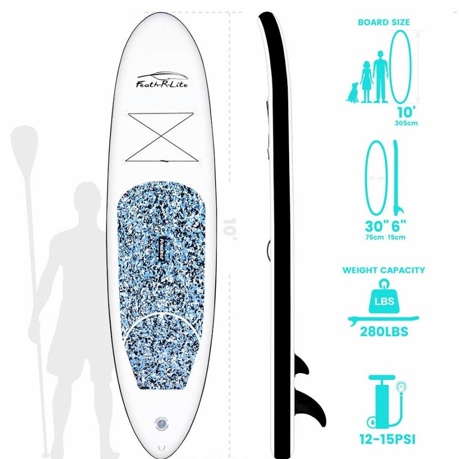 Exercise * | Funwater Supfr04A Camouflage Inflatable Stand Up Paddle Board 10" Long 30 Wide 6 Thick Blue