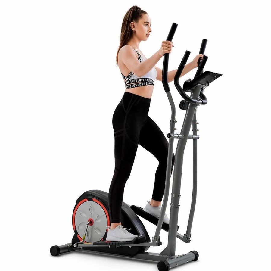 Exercise * | Merax Cross Portable Trainer Elliptical With Lcd Display Equipment Stand For Home Exercises 8 Levels Silver