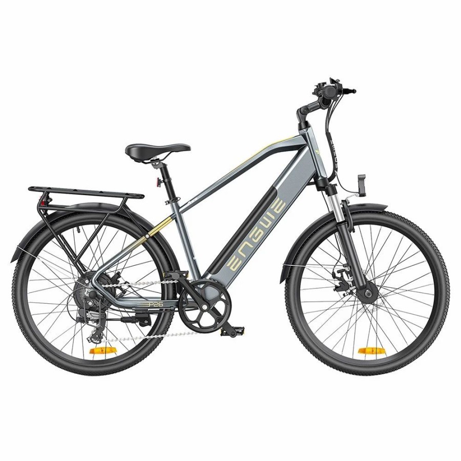 E-Bikes, Scooters & Wheels * | Engwe P26 Mountain E-Bike 26 Inch Tire 36V 250W Motor 25Km/H Max Speed 17Ah Battery 100Km Range Shimano 7-Speed Gear Front Suspension Electric Bike Grey