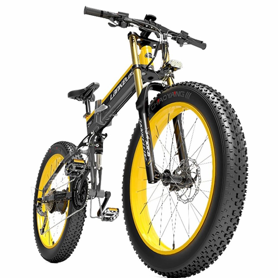 E-Bikes, Scooters & Wheels * | Lankeleisi T750 Plus Big Fork Electric Bike 26*4.0 Inch Fat Tire 1000W Motor 40Km/H Max Speed 48V 17.5Ah Battery 100Km Range Shimano 27-Speed 180Kg Max Load Yellow