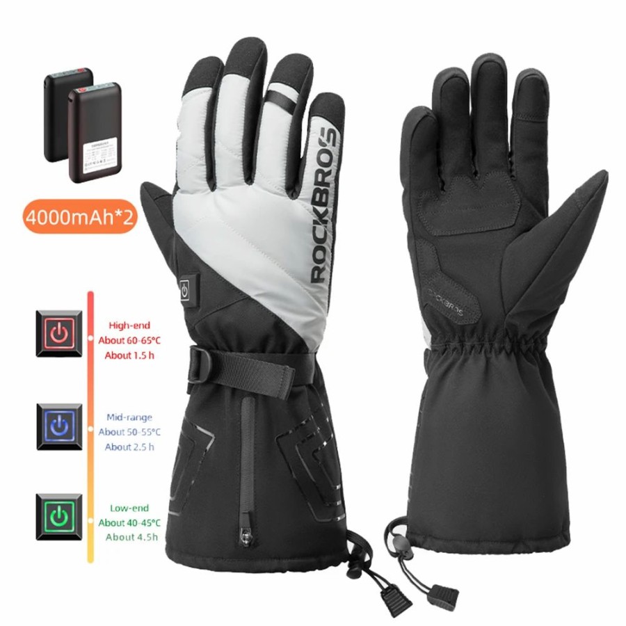 Cycling * | Rockbros S304 Heating Gloves For Cycling, Touchscreen Motorcycle Bicycle Gloves Breathable Waterproof M