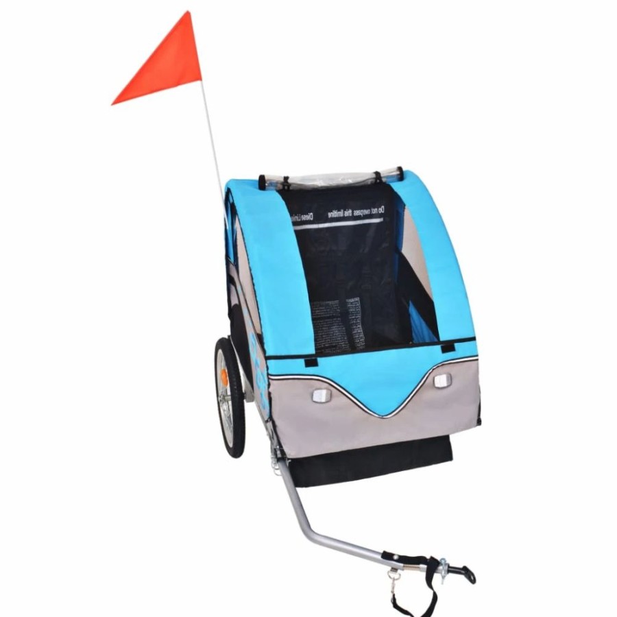 Cycling * | Kids' Bicycle Trailer Grey And Blue 30 Kg