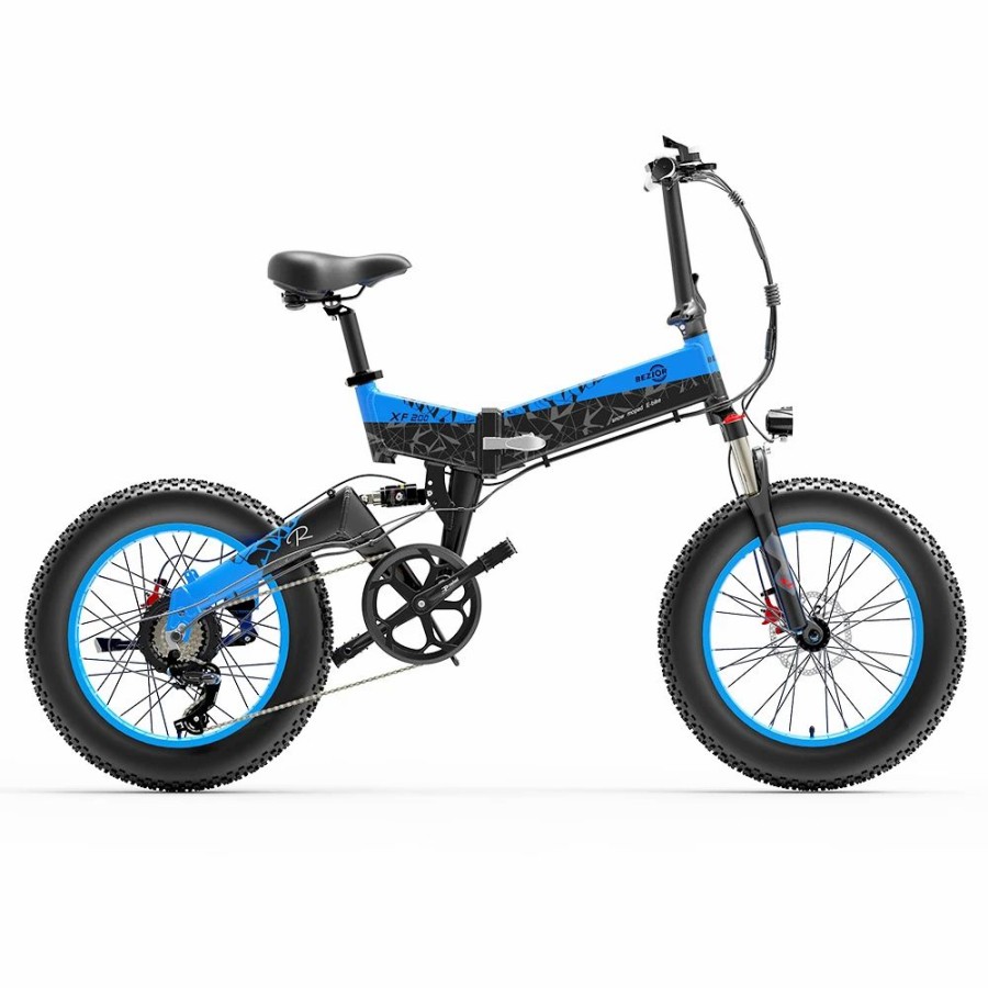 E-Bikes, Scooters & Wheels * | Bezior Xf200 Folding Electric Bike 48V 15Ah Battery 1000W Motor 20 4.0 Inch Fat Tire Aluminum Alloy Frame Shimano 7-Speed Shift Max Speed 40Km/H 130Km Power-Assisted Mileage Range Lcd Display Ip54 Waterproof Black Blue