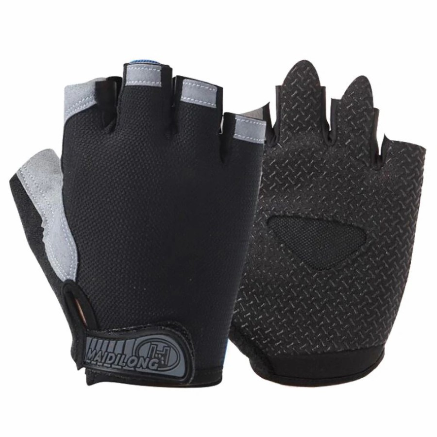 Cycling * | Outdoor Sports Cycling Half Finger Gloves Absorbing Sweat Design Size L Black And Gray