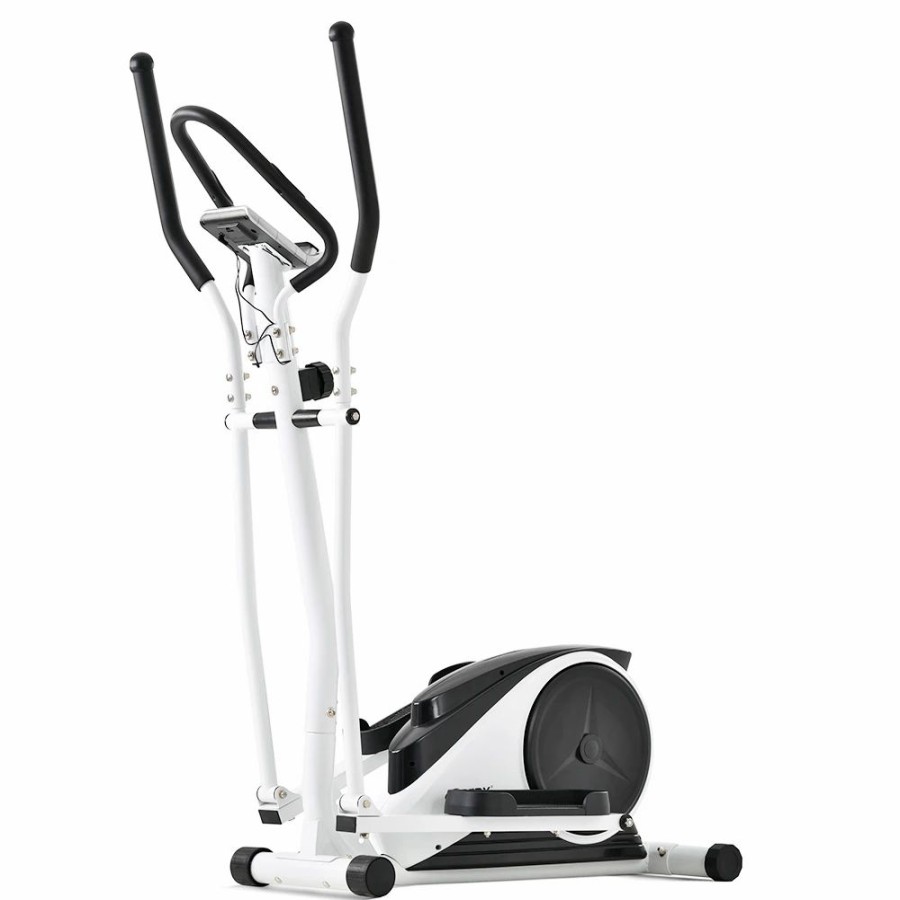 Exercise * | Merax Indoor Ergonomic Exercise Bike Elliptical Machine 8-Level Resistance Adjustment Non-Slip Pedal Lcd Display Maximum Load 120Kg White