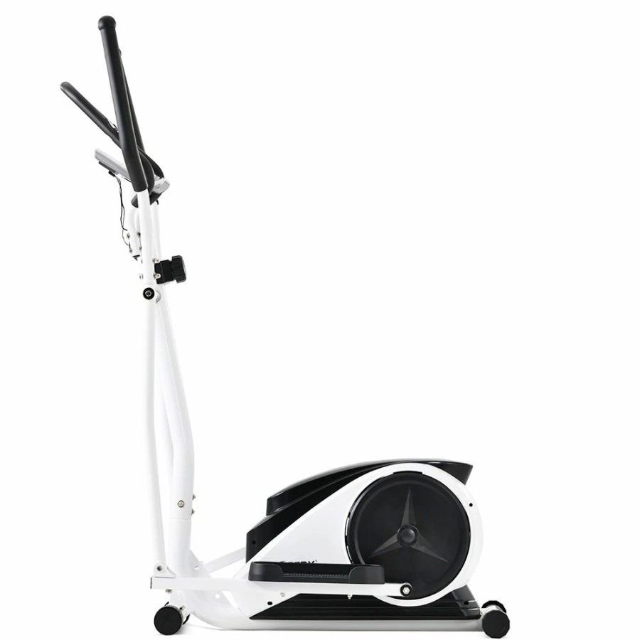 Exercise * | Merax Indoor Ergonomic Exercise Bike Elliptical Machine 8-Level Resistance Adjustment Non-Slip Pedal Lcd Display Maximum Load 120Kg White