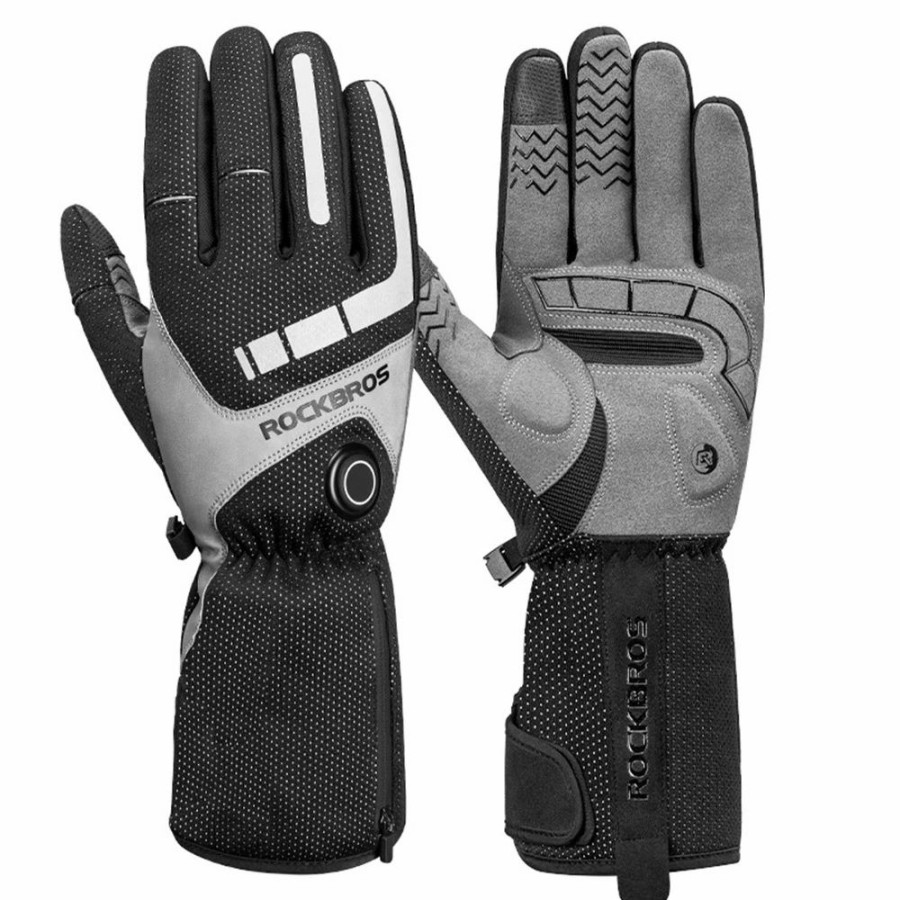 Cycling * | Rockbros Bicycles Heating Gloves L & Face Mask Headwear Hat & Winter Cycle Knee Pad Equipment Pack