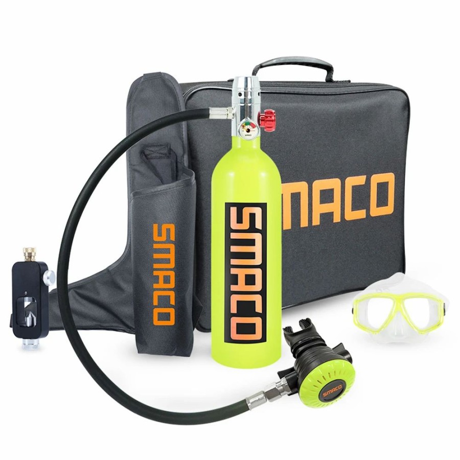 Exercise * | Smaco S400 1L Mini Scuba Diving Tank With Dot Certified 15-20 Minutes Using Time 1L Portable Bag Green