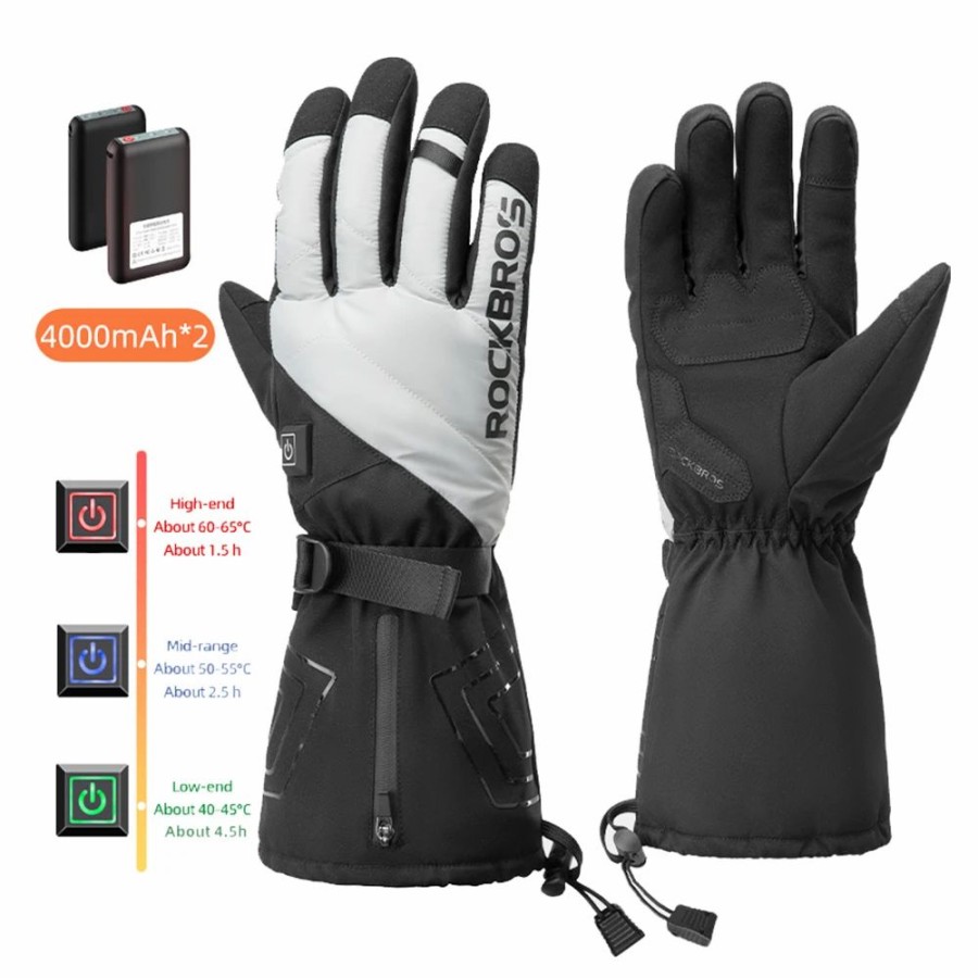 Cycling * | Rockbros S304 Heating Gloves For Cycling, Touchscreen Motorcycle Bicycle Gloves Breathable Waterproof L