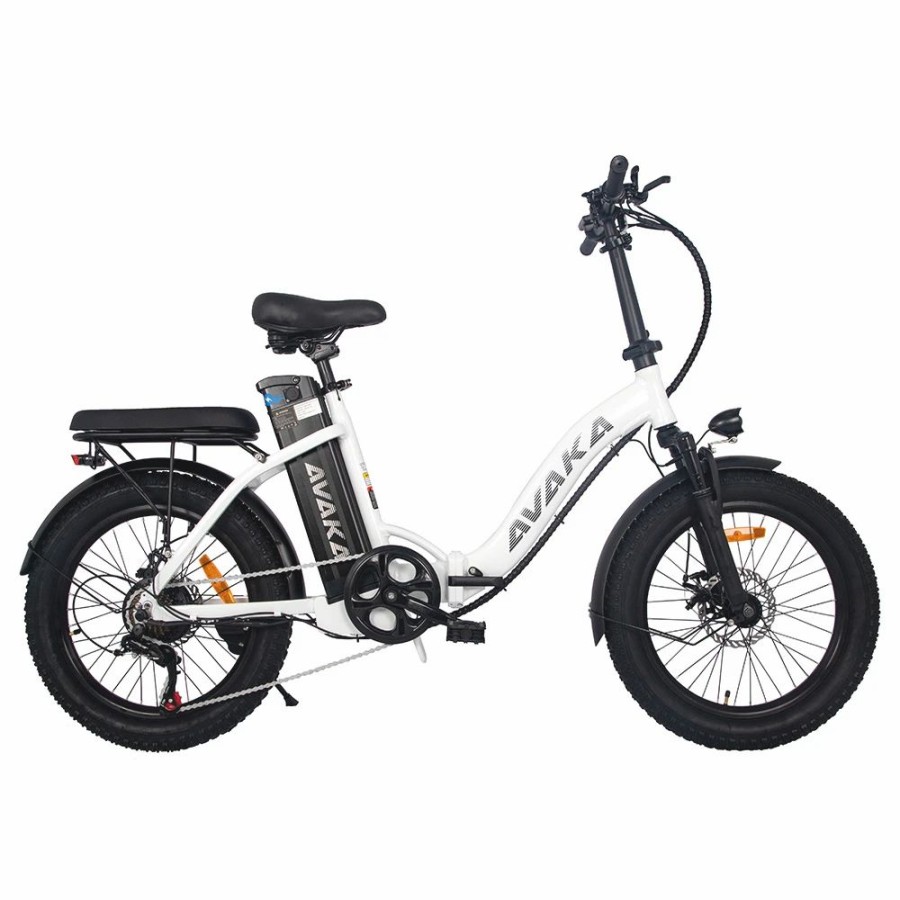 E-Bikes, Scooters & Wheels * | Avaka Bz20 Plus Electric Bike Foldable 20*3.0 Inch Fat Tires 500W Brushless Motor 25Km/H Max Speed 48V 15Ah Battery 100Km Range 120Kg Max Load Dual Disc Brake Shimano 7-Speed Gear Ip54 Waterproof Lcd Display- Ft Wheel White