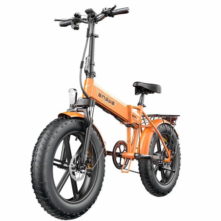 E-Bikes, Scooters & Wheels * | 2Pcs Engwe Ep-2 Pro Electric Bicycle 20 *4.0 Inch Fat Tires 750W Motor 48V 13Ah Battery 35Km/H Max Speed 100Km Range Shimano 7 Speed Gears 150Kg Max Load Mountain Beach Snow Bicycle Dual Disc Brake Folding Bike Orange