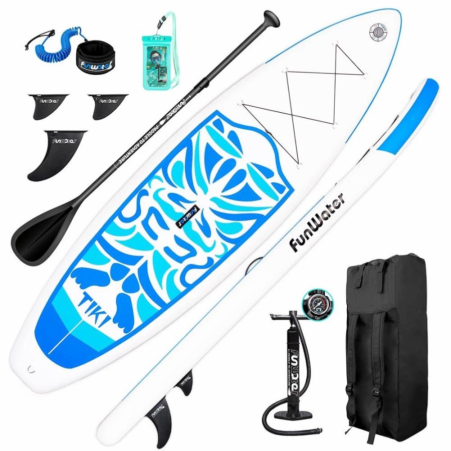 Exercise * | Funwater Cruise Supfw02A Inflatable Stand Up Paddle Board 335X84X15Cm Ultra-Light For All Levels With 10L Dry Bag Travel Backpack Blue