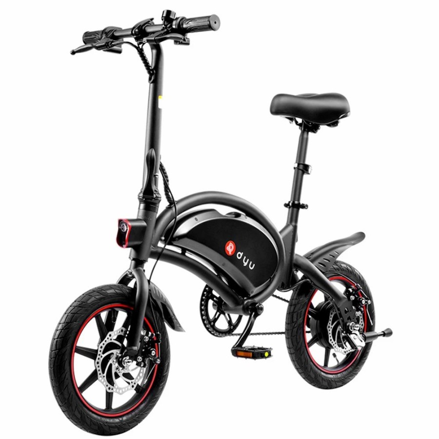 E-Bikes, Scooters & Wheels * | Dyu D3F With Pedal Folding Moped Electric Bike 14 Inch Inflatable Rubber Tires 240W Motor 10Ah Battery Max Speed 25Km/H Up To 45Km Range Dual Disc Brakes Adjustable Height Black