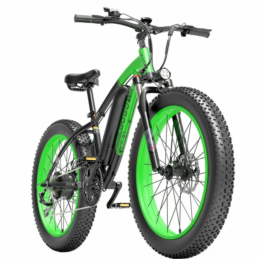 E-Bikes, Scooters & Wheels * | Gogobest Gf600 Electric Bike 48V 13Ah Battery 1000W Motor 26 4.0 Inch Fat Tire Max Speed 40Km/H 110Km Power-Assisted Mileage Range Lcd Display Ip54 Waterproof Aluminum Alloy Frame Shimano 7-Speed Shift Black Green