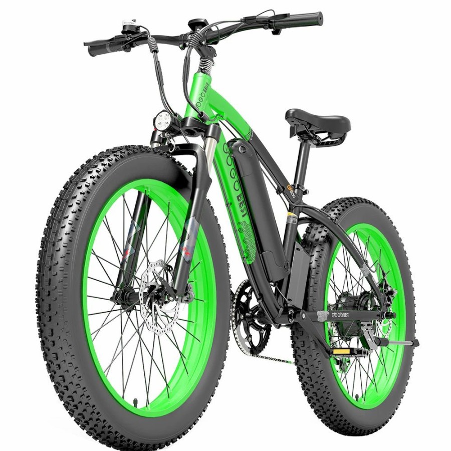 E-Bikes, Scooters & Wheels * | Gogobest Gf600 Electric Bike 48V 13Ah Battery 1000W Motor 26 4.0 Inch Fat Tire Max Speed 40Km/H 110Km Power-Assisted Mileage Range Lcd Display Ip54 Waterproof Aluminum Alloy Frame Shimano 7-Speed Shift Black Green