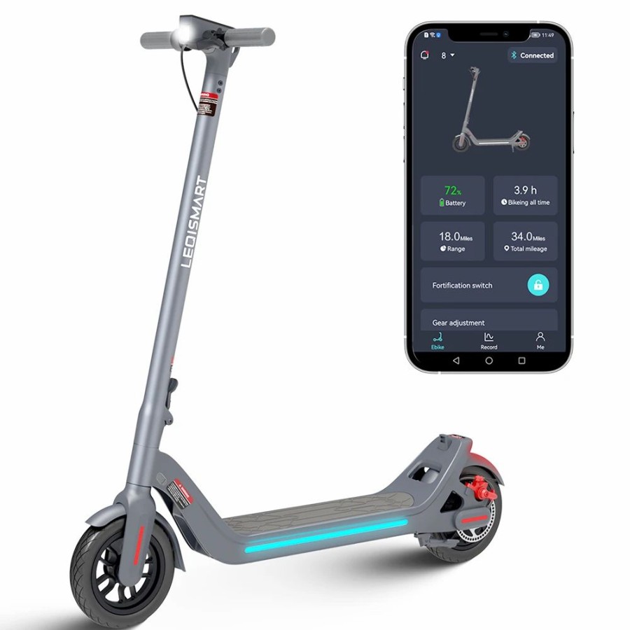 E-Bikes, Scooters & Wheels * | Leqismart A8 Folding Electric Scooter 350W Motor 36V/10.4Ah Battery 9 Inch Tire Gray