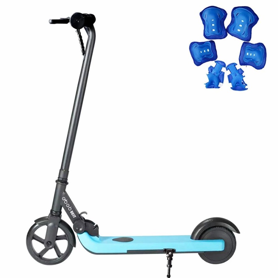 E-Bikes, Scooters & Wheels * | Gogobest V1 Electric Folding Children Scooter 150W Motor 21.6V 2Ah Battery Max Speed 4~6Km/H For Kid'S Outdoor Sports With Free Knees And Elbows Protectors Blue