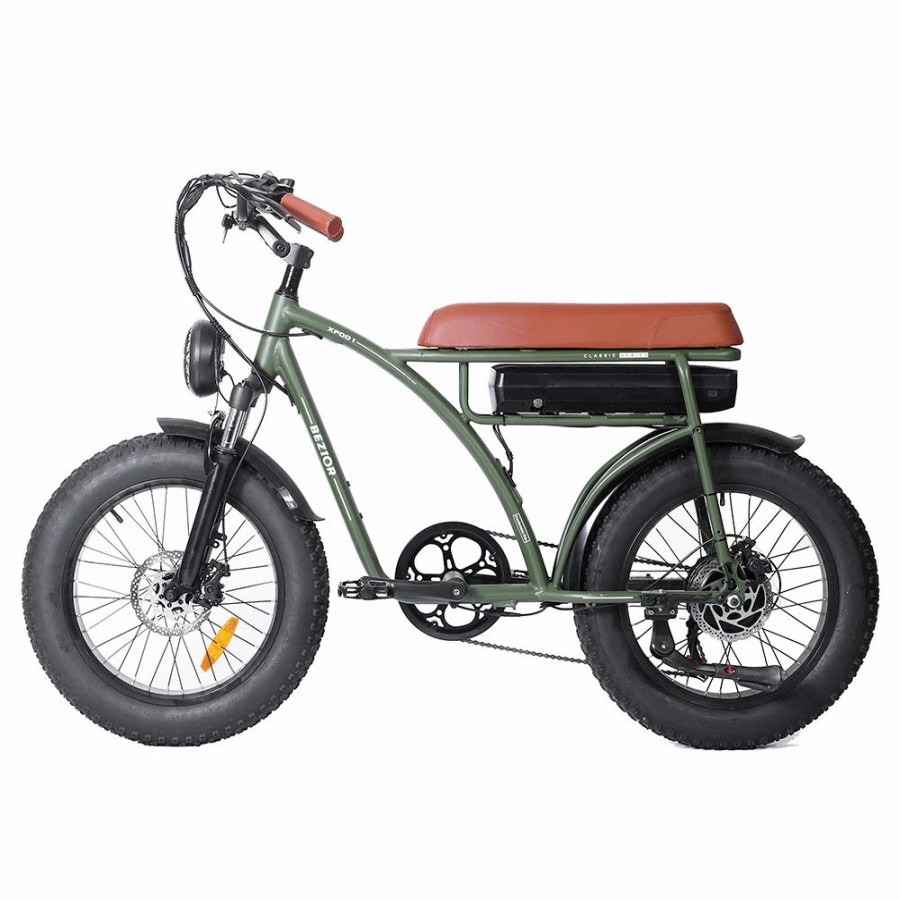 E-Bikes, Scooters & Wheels * | Bezior Xf001 Retro Electric Bike 20*4.0 Inch Fat Tires 1000W Motor 12.5Ah 48V Battery 45Km/H Max Speed 120Kg Max Load Shimano 7-Speed Dual Mechanical Disc Brakes Front & Rear Suspension Fork Lcd Display Green