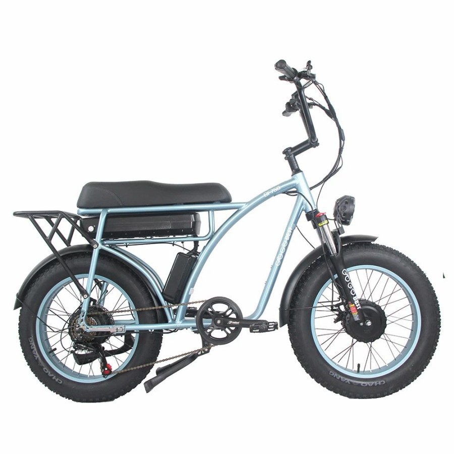 E-Bikes, Scooters & Wheels * | Gogobest Gf750 Electric Bicycle 1000W*2 Dual Motors 50Km/H Max Speed 48V 17.5Ah Battery 20*4.0 Inch Fat Tire Shimano 7-Speed Gear With Usb Phone Charging 200Kg Max Load Blue