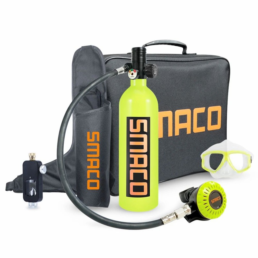 Exercise * | Smaco S400 Plus 1L Mini Scuba Diving Tank For 15-20 Minutes Using Time Lightweight And Portable Diving Set Green