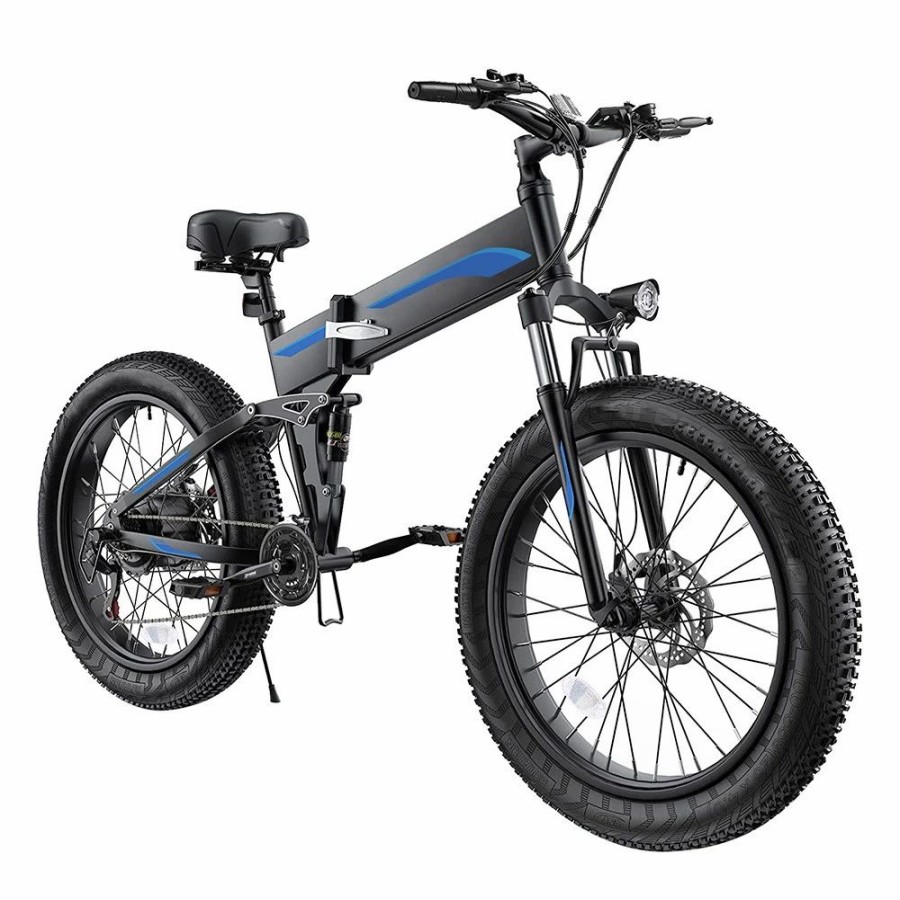 E-Bikes, Scooters & Wheels * | K5F Electric Bike 26*4.0 Inch Fat Tire, 500W Motor 35Km/H Max Speed, 48V 10Ah Battery, Disc Brake, 120Kg Load Black & Blue