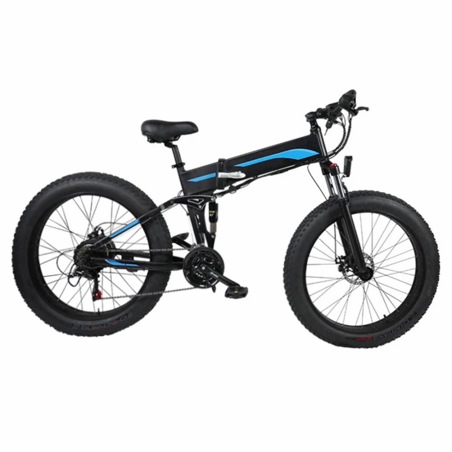 E-Bikes, Scooters & Wheels * | K5F Electric Bike 26*4.0 Inch Fat Tire, 500W Motor 35Km/H Max Speed, 48V 10Ah Battery, Disc Brake, 120Kg Load Black & Blue