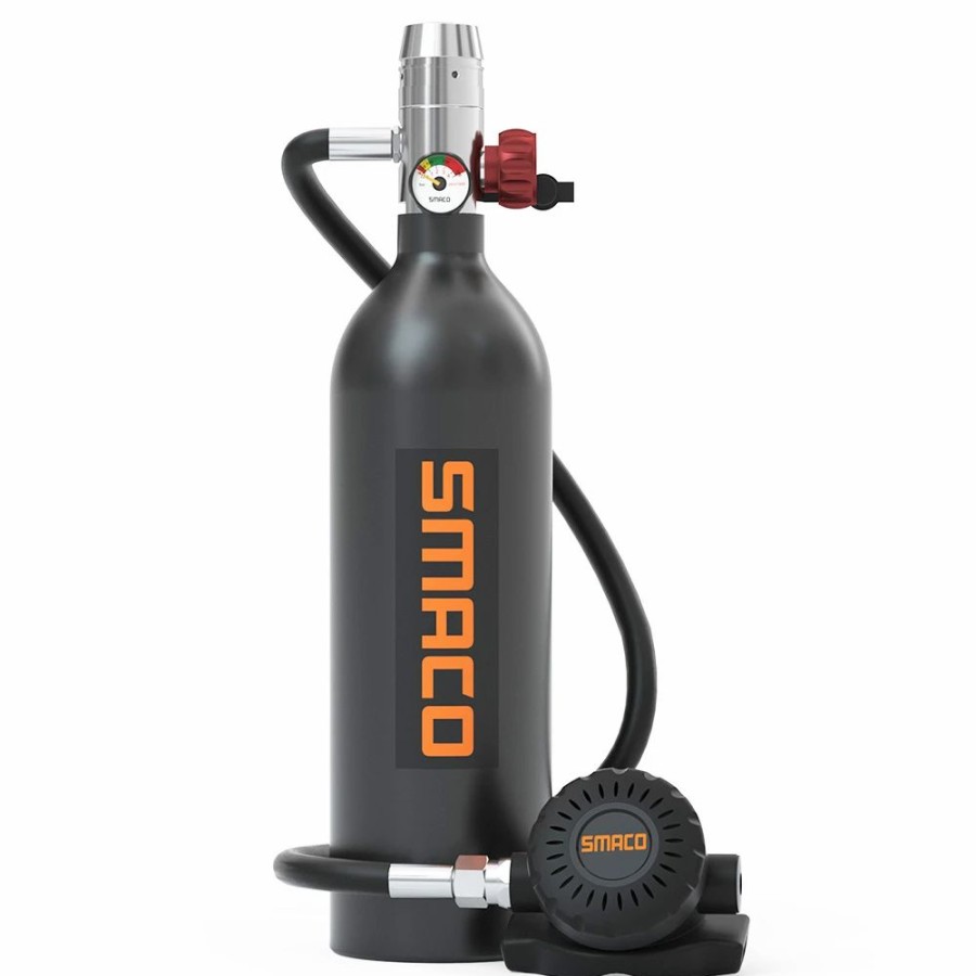 Exercise * | Smaco S400 1L Mini Scuba Diving Tank With Dot Certified 15-20 Minutes Using Time 1L Portable Bag Black