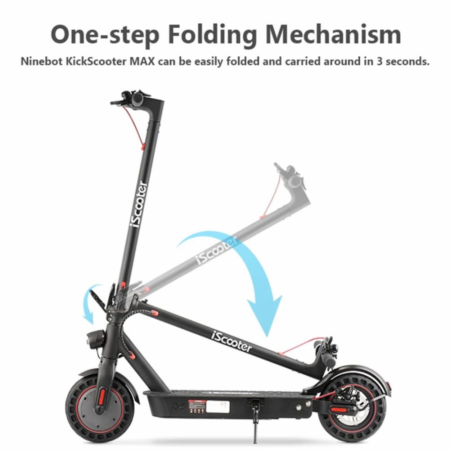 E-Bikes, Scooters & Wheels * | Iscooter I9 Max Electric Scooter 10 Inch 500W Motor 10Ah Battery 35Km/H Max Speed 35-40Km Range 120Kg Max Load App Control Black