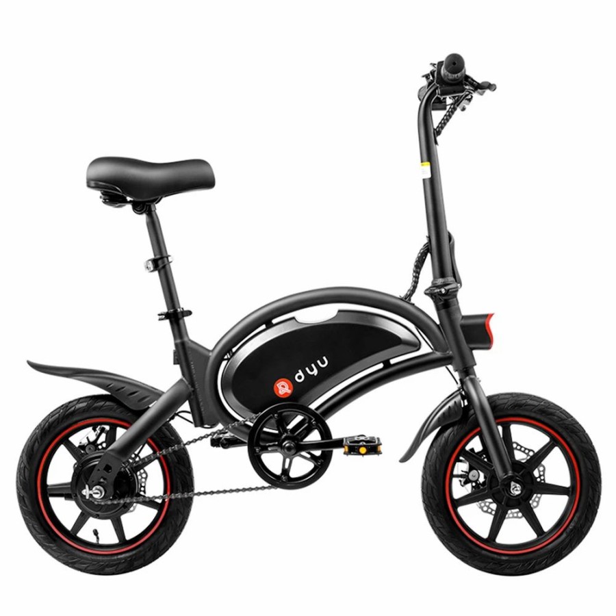 E-Bikes, Scooters & Wheels * | Dyu D3F With Pedal Folding Moped Electric Bike 14 Inch Inflatable Rubber Tires 240W Motor 10Ah Battery Max Speed 25Km/H Up To 45Km Range Dual Disc Brakes Adjustable Height Black