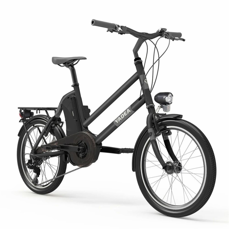 E-Bikes, Scooters & Wheels * | Yadea Yt300 20 Inch Touring Electric City Bike 250W Okawa Mid Drive Motor Shimano 7-Speed Rear Derailleur 36V 7.8Ah Removable Battery 25Km/H Max Speed Up To 60Km Max Range Led Headlight Black