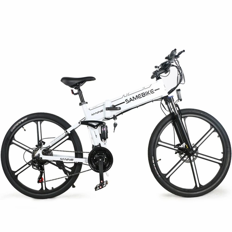 E-Bikes, Scooters & Wheels * | Samebike Lo26 Ii Smart Folding Electric Moped Bike 500W Motor 10Ah Battery Max 35Km/H Shimano 21 Gear Pure Electric Mode 35-40Km Max Range 26 Inch Magnesium Alloy Rim Wheel White