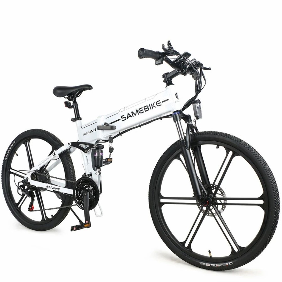 E-Bikes, Scooters & Wheels * | Samebike Lo26 Ii Smart Folding Electric Moped Bike 500W Motor 10Ah Battery Max 35Km/H Shimano 21 Gear Pure Electric Mode 35-40Km Max Range 26 Inch Magnesium Alloy Rim Wheel White