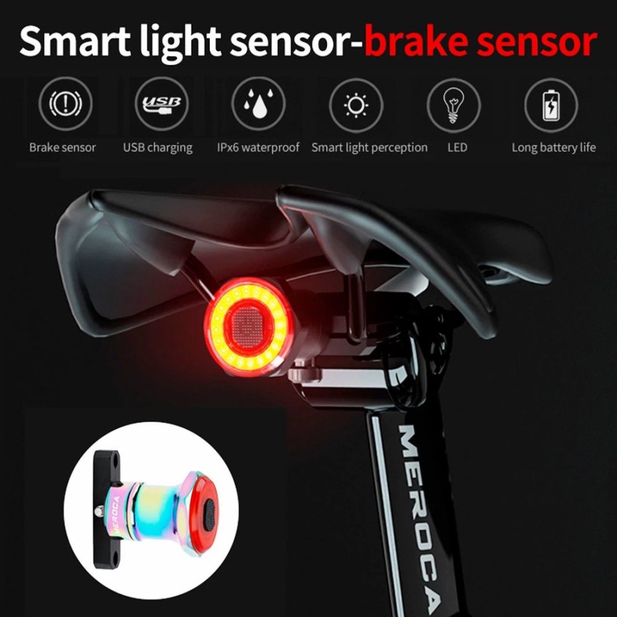 Cycling * | Meroca Wr25 Smart Bike Seatpost Tail Light Brake Sensing Bicycle Rear Flashlight With 500Mah Battery 4 Light Modes