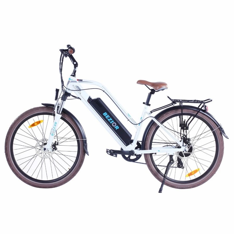 E-Bikes, Scooters & Wheels * | Bezior M2 Pro Electric Moped Bike 500W Motor 100Km Range 12.5Ah Battery 26*2.125" Wheels 25Km/H Max Speed White