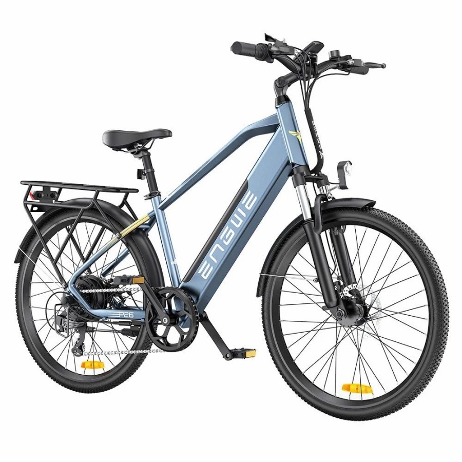 E-Bikes, Scooters & Wheels * | Engwe P26 Mountain E-Bike 26 Inch Tire 36V 250W Motor 25Km/H Max Speed 17Ah Battery 100Km Range Shimano 7-Speed Gear Front Suspension Electric Bike Blue