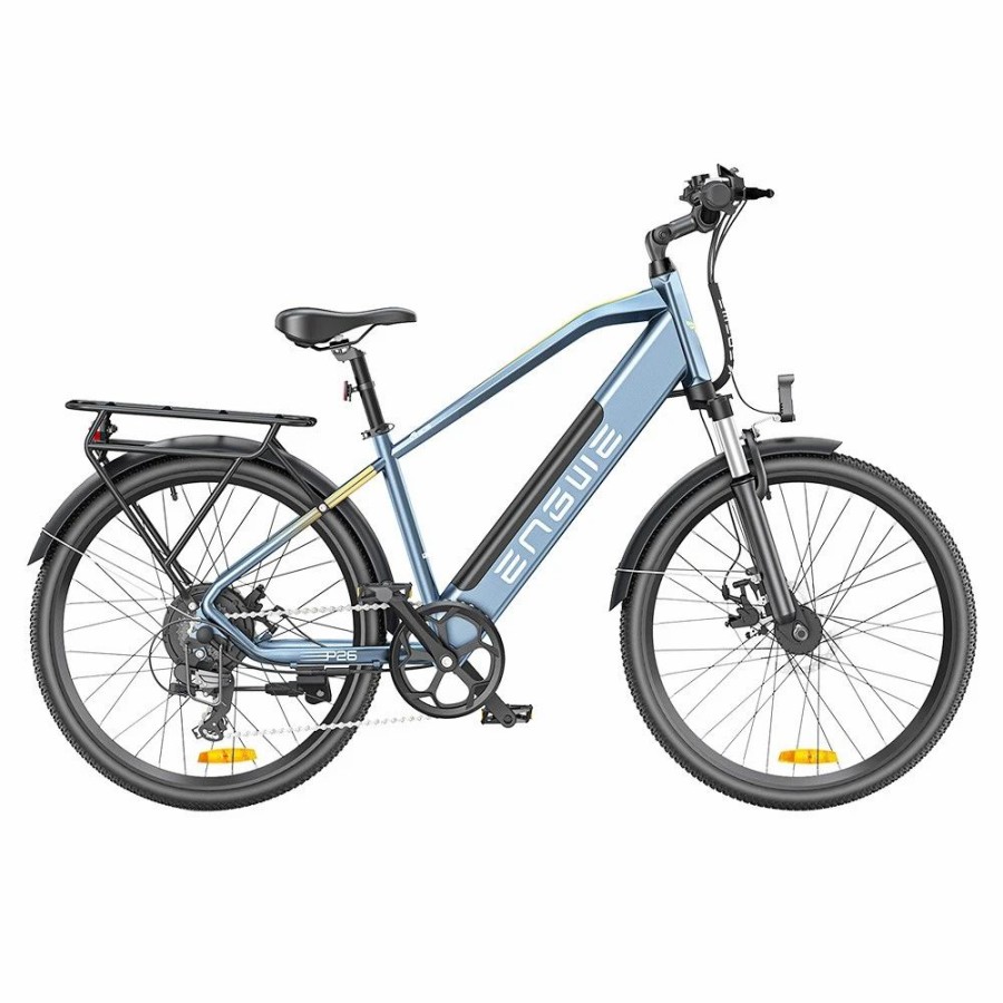 E-Bikes, Scooters & Wheels * | Engwe P26 Mountain E-Bike 26 Inch Tire 36V 250W Motor 25Km/H Max Speed 17Ah Battery 100Km Range Shimano 7-Speed Gear Front Suspension Electric Bike Blue